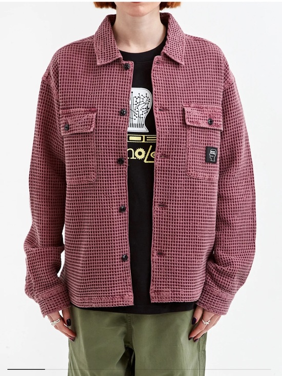 Brain dead Jackets & Blazers - Brain Dead Waffle Button Front Shirt - Raspbery ($335) Unisex